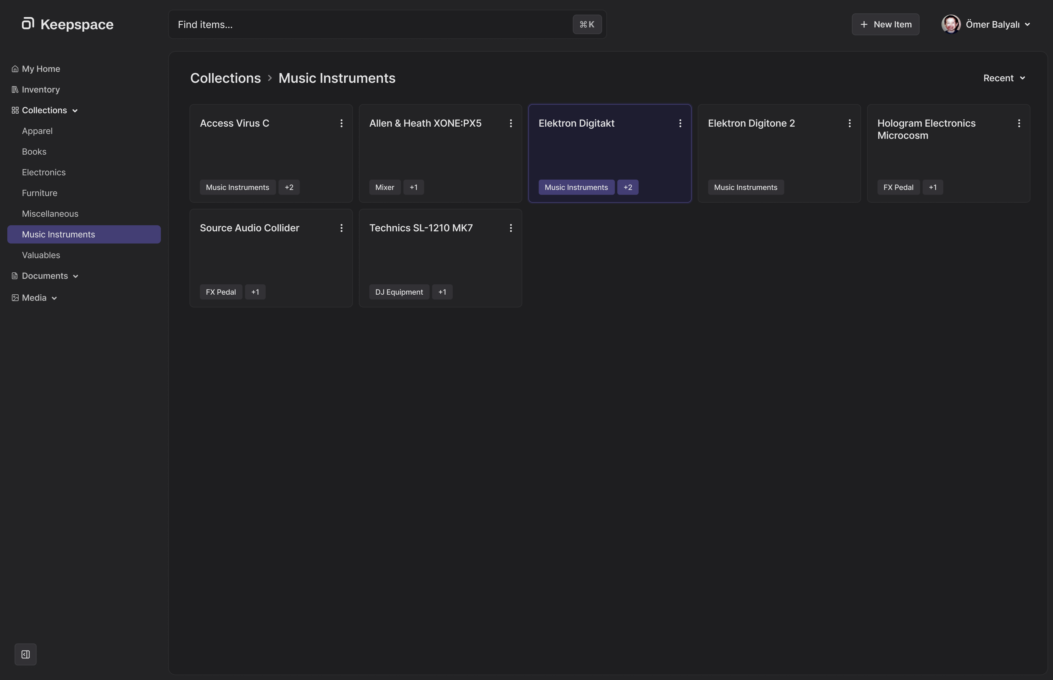 Keepspace app in dark mode