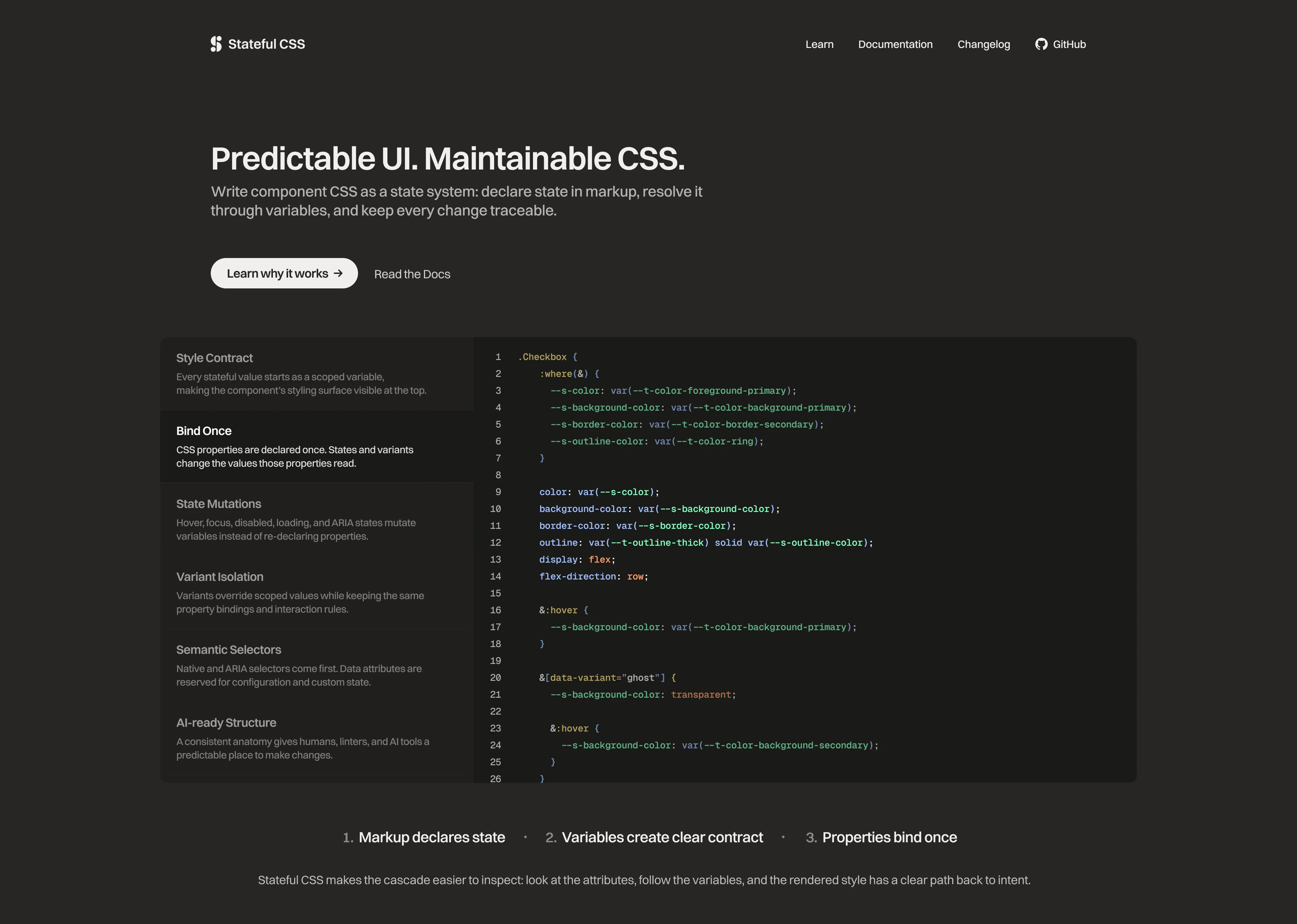 Stateful CSS website